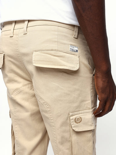 Men's Solid Cotton Relaxed Fit Cargo Trousers
