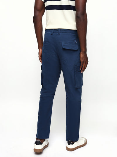 Men's Solid Cotton Relaxed Fit Cargo Trousers
