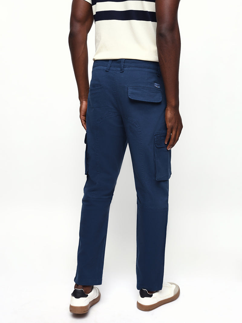 Men's Solid Cotton Relaxed Fit Cargo Trousers