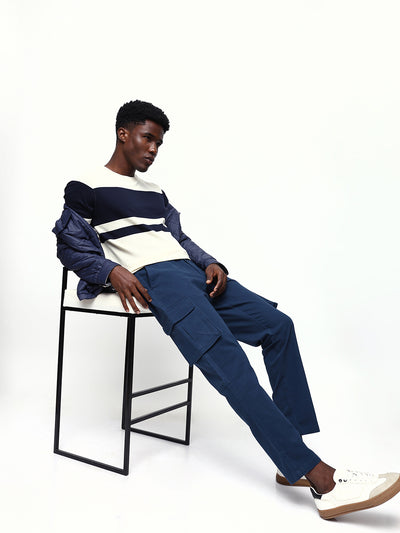 Men's Solid Cotton Relaxed Fit Cargo Trousers