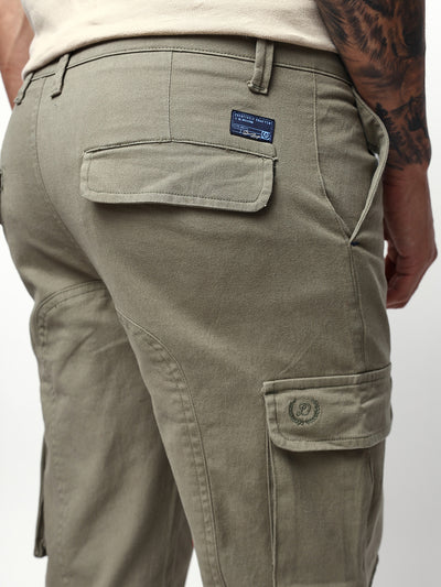 Men's Solid Cotton Relaxed Fit Cargo Trousers