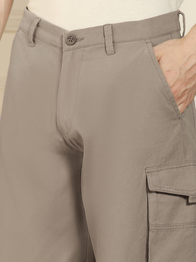 Men's Brown Relaxed Fit Solid Cotton Lycra Stretchable Trousers