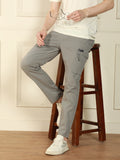 Men's Mid Grey Relaxed Fit Solid Cotton Lycra Stretchable Trousers