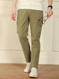 Dennis Lingo Men's Light Olive Straight Fit Solid Cotton Lycra Stretchable Trousers