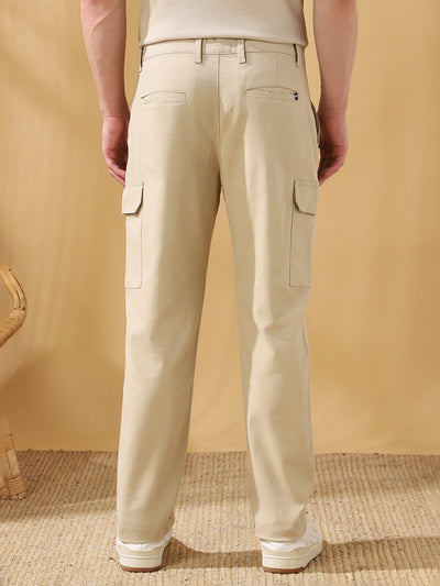 Men Solid Straight Fit Cargo Trousers