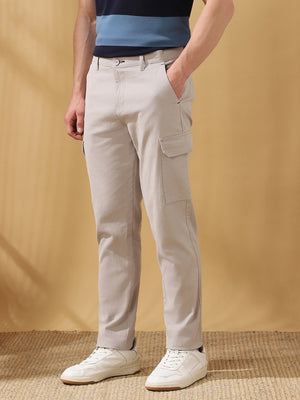 Men Solid Straight Fit Cargo Trousers