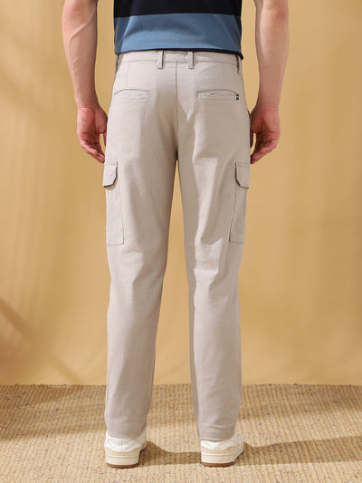 Men Solid Straight Fit Cargo Trousers