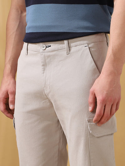 Men Solid Straight Fit Cargo Trousers