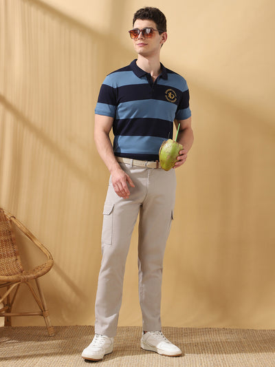 Men Solid Straight Fit Cargo Trousers