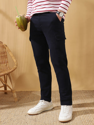 Men Solid Straight Fit Cargo Trousers