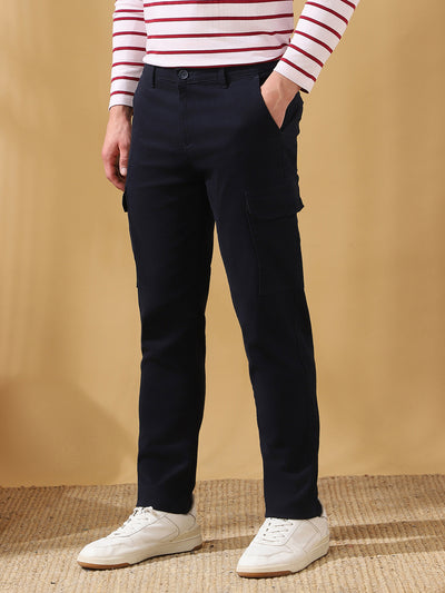 Men Solid Straight Fit Cargo Trousers