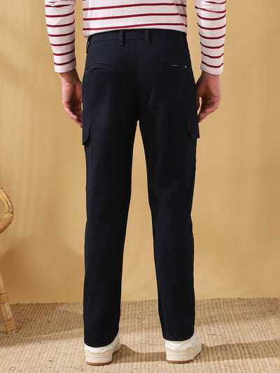 Men Solid Straight Fit Cargo Trousers