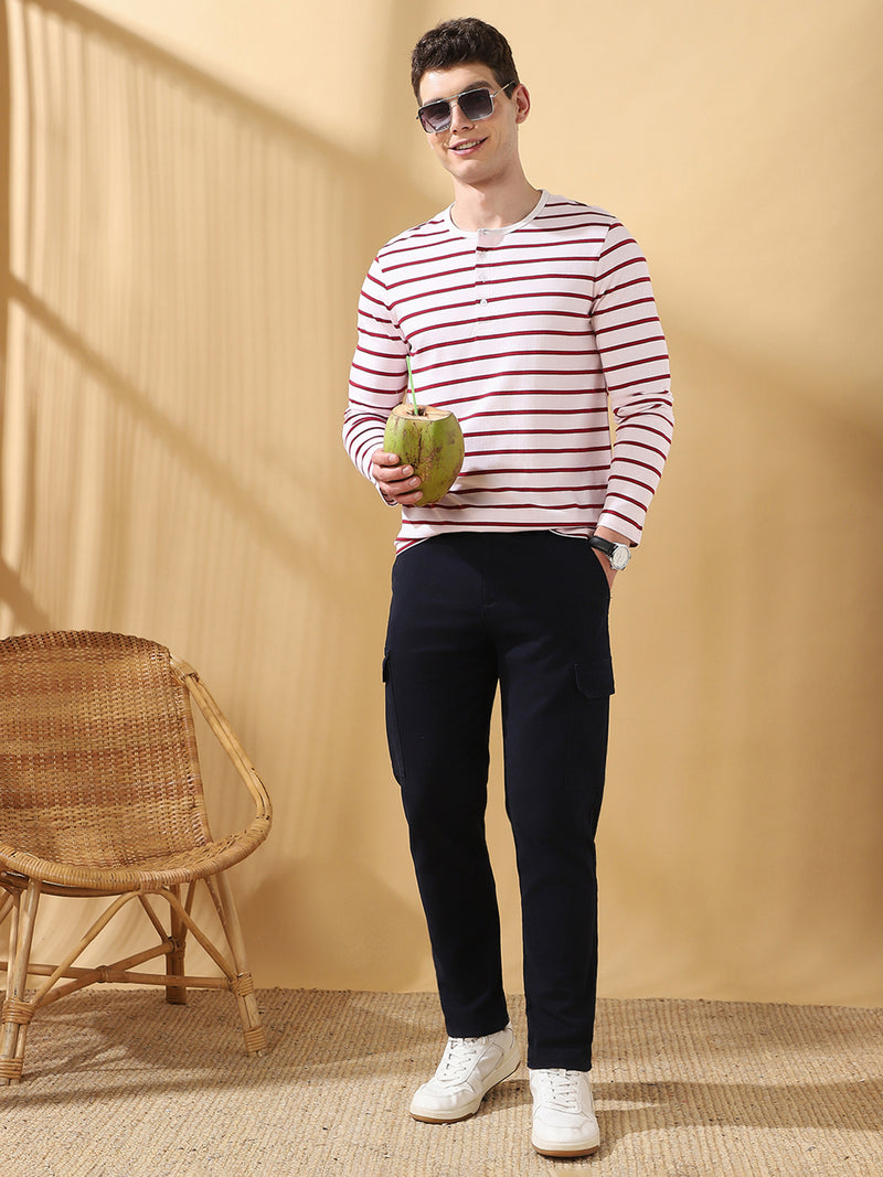 Men Solid Straight Fit Cargo Trousers