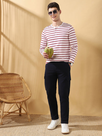 Men Solid Straight Fit Cargo Trousers