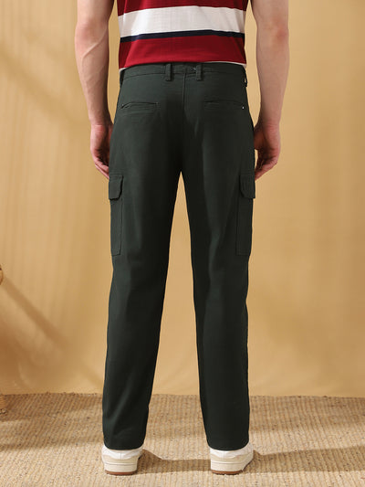 Men Solid Straight Fit Cargo Trousers