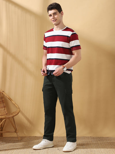 Men Solid Straight Fit Cargo Trousers