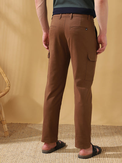 Men Solid Straight Fit Cargo Trousers