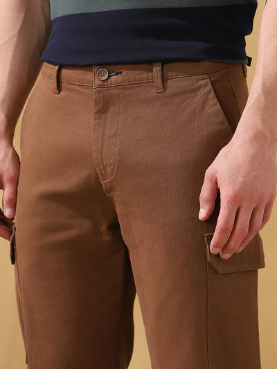 Men Solid Straight Fit Cargo Trousers