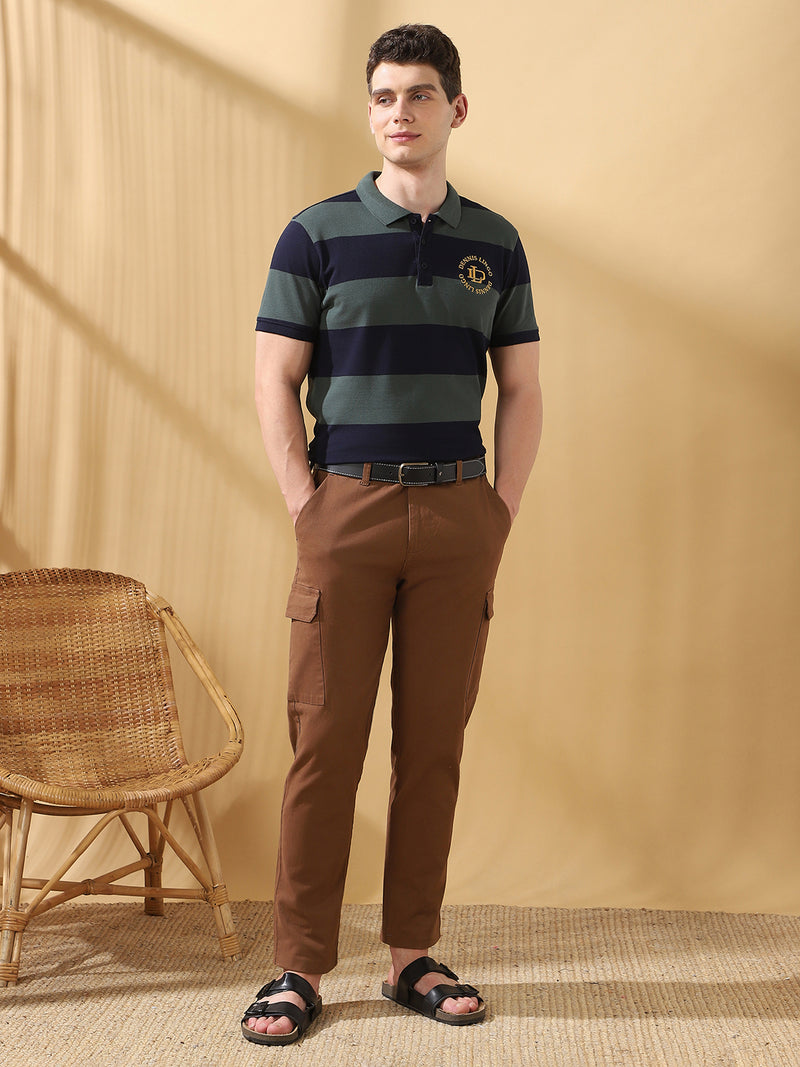 Men Solid Straight Fit Cargo Trousers