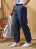 Men's Solid Straight Fit Parachute Cargo Trousers