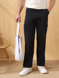 Men's Solid Straight Fit Parachute Cargos Trousers