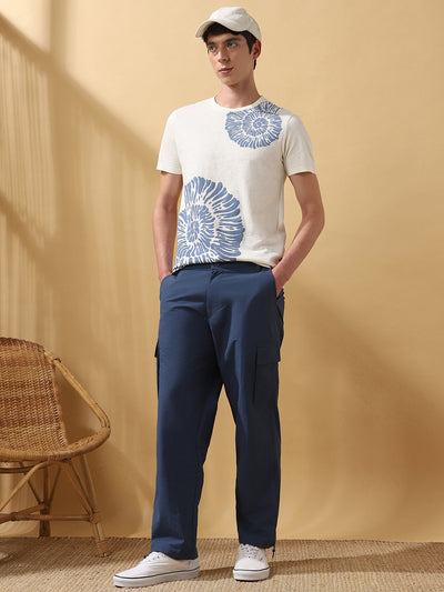 Men's Solid Straight Fit Parachute Cargo Trousers