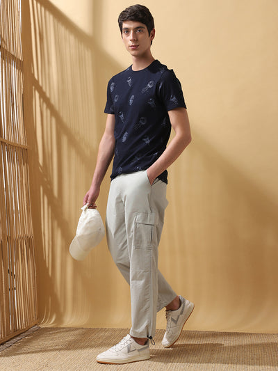 Men's Solid Straight Fit Parachute Cargo Trousers