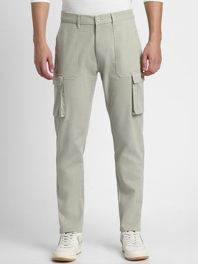 Men's Dusty Green Solid Cargo Trousers