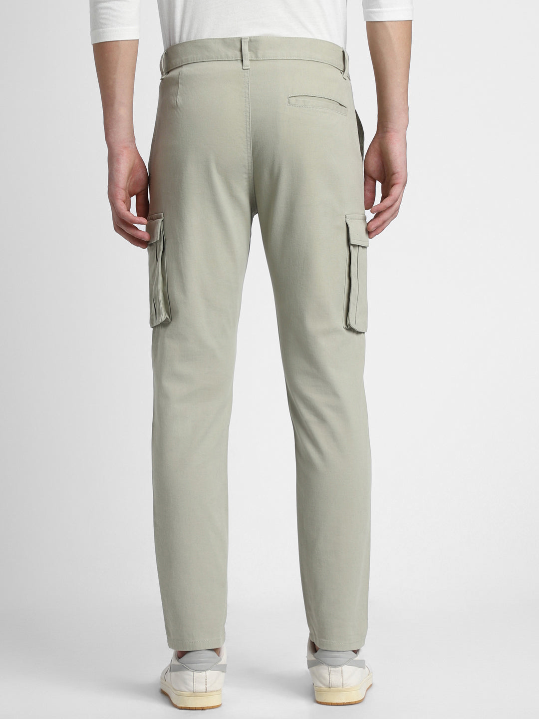 Men's Dusty Green Solid Cargo Trousers
