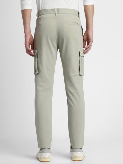 Men's Dusty Green Solid Cargo Trousers