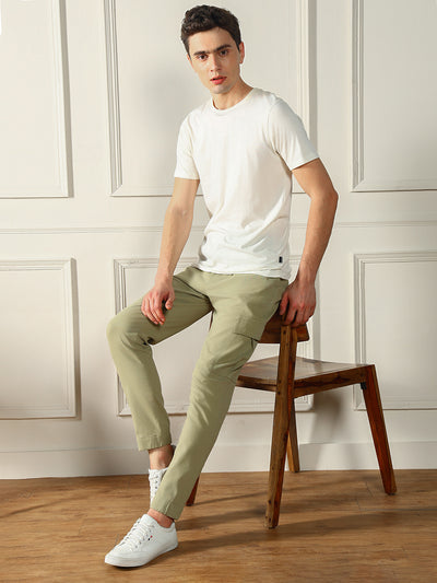 Men's Moss Green Solid Cargo joggers