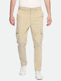 Men's Light Khaki Solid Cargo Trousers