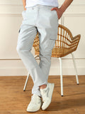 Men's Light Grey Solid Stretchable Cargo Trousers