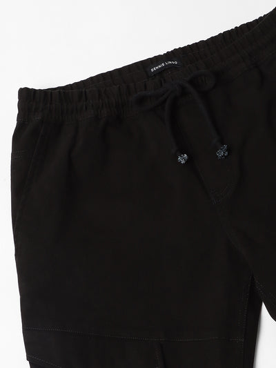 Dennis Lingo Mens's Black Solid Cargo Trousers