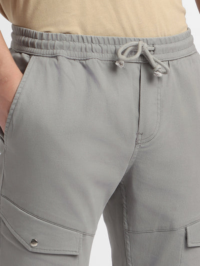 Men's Grey Smart Slim Fit Cargo Trouser