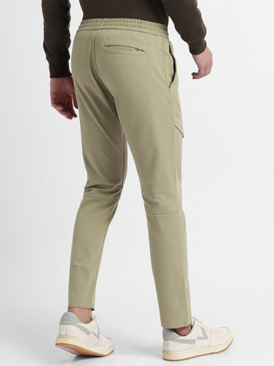 Mens's Moss Green Solid Cargo Trousers