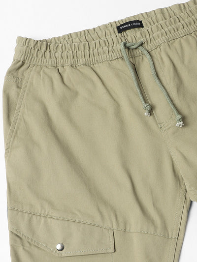 Mens's Moss Green Solid Cargo Trousers