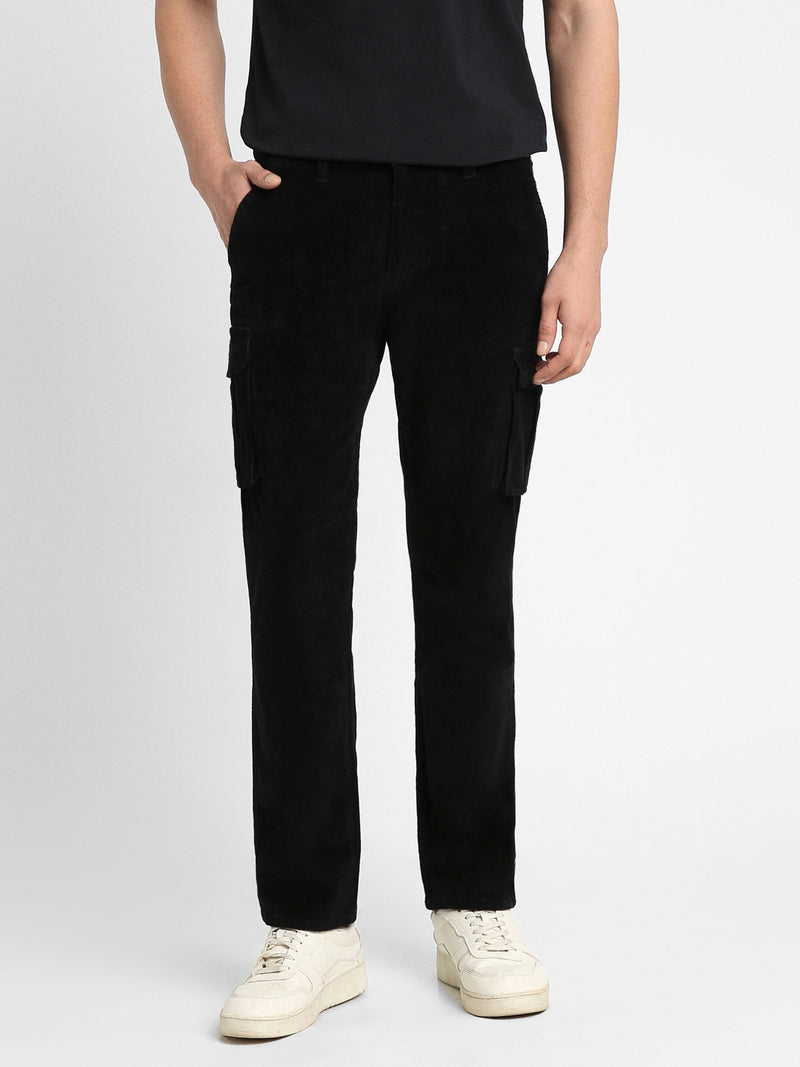 Men's Black Solid Casual Trouser