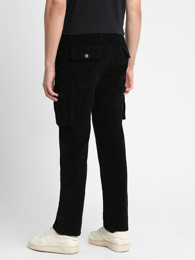 Men's Black Solid Casual Trouser