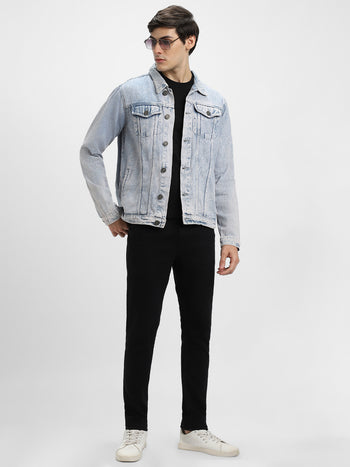 Men's Indigo Washed Regular Fit Fit Collar Full Sleeves Denim Jacket Denim Jacket