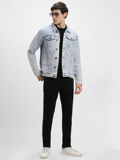 Men's Indigo Washed Regular Fit Fit Collar Full Sleeves Denim Jacket Denim Jacket