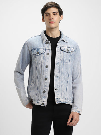 Men's Indigo Washed Regular Fit Fit Collar Full Sleeves Denim Jacket Denim Jacket