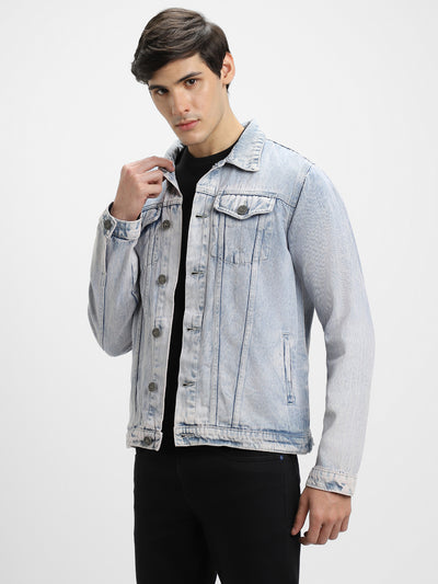 Men's Indigo Washed Regular Fit Fit Collar Full Sleeves Denim Jacket Denim Jacket