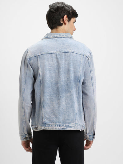Men's Indigo Washed Regular Fit Fit Collar Full Sleeves Denim Jacket Denim Jacket