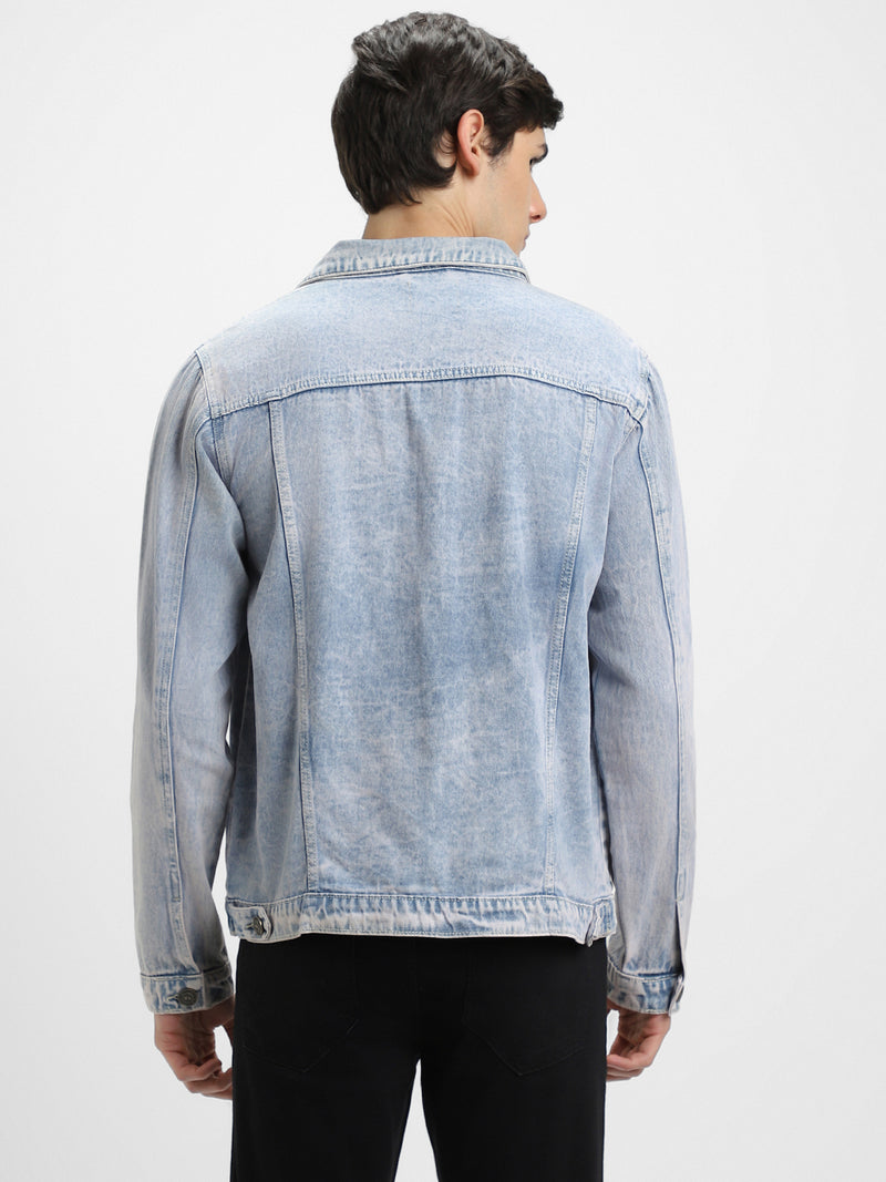 Men's Indigo Washed Regular Fit Fit Collar Full Sleeves Denim Jacket Denim Jacket