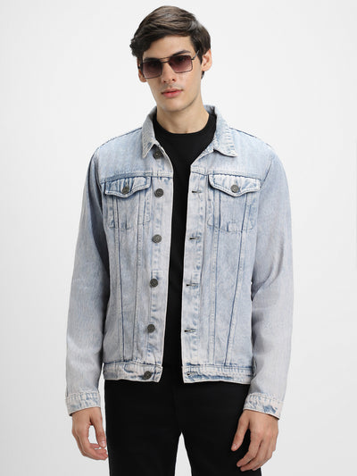 Men's Indigo Washed Regular Fit Fit Collar Full Sleeves Denim Jacket Denim Jacket