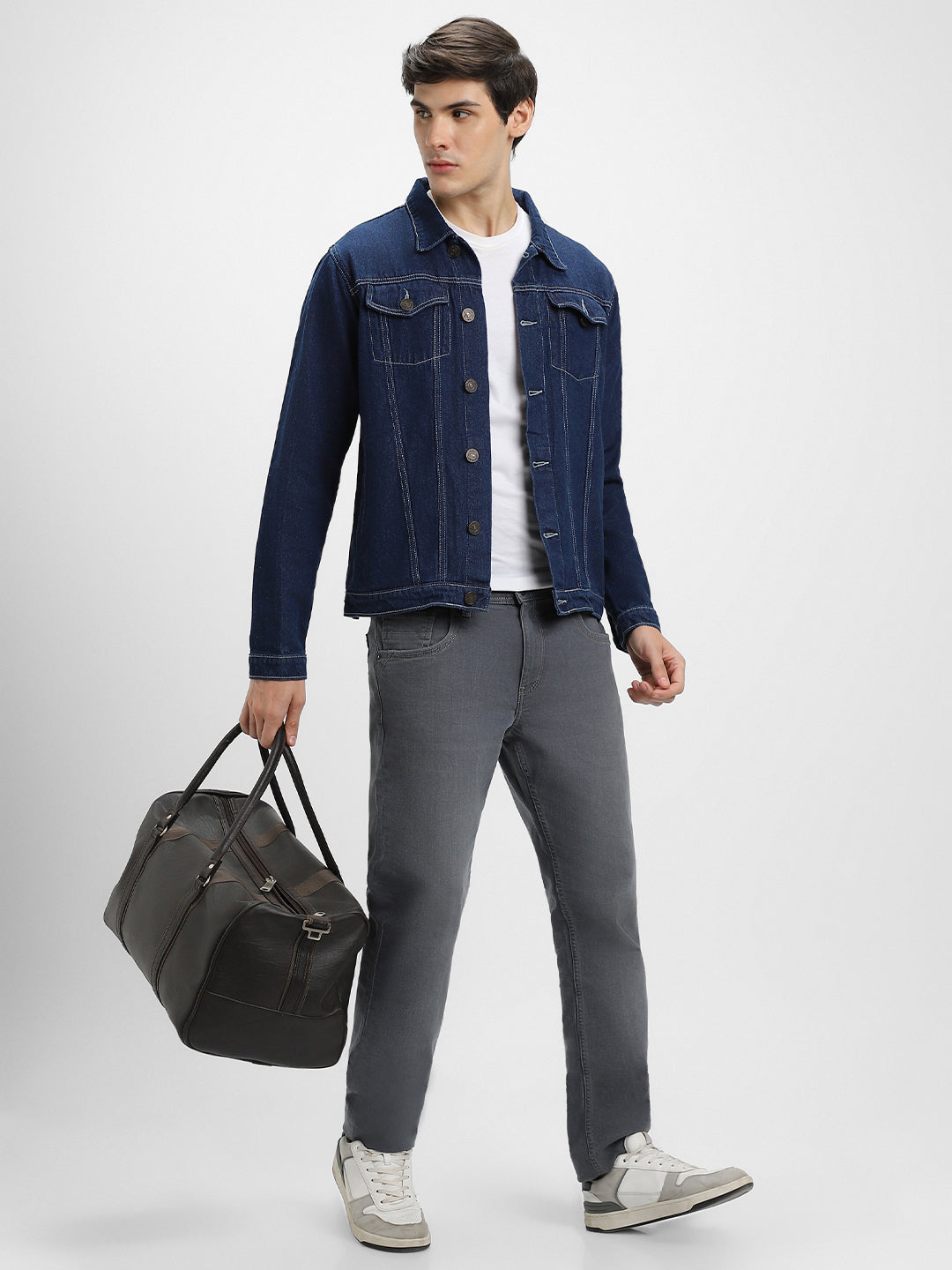 Men's Indigo Washed Regular Fit Fit Collar Full Sleeves Denim Jacket Denim Jacket