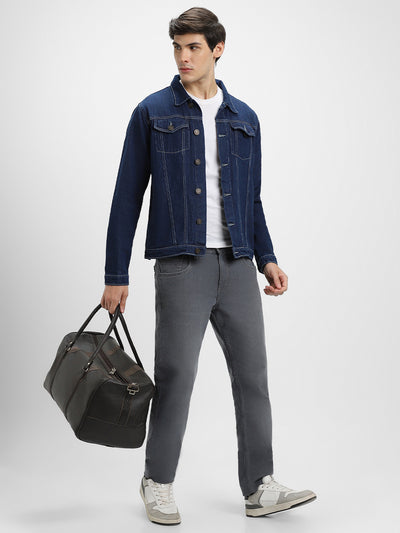 Men's Indigo Washed Regular Fit Fit Collar Full Sleeves Denim Jacket Denim Jacket