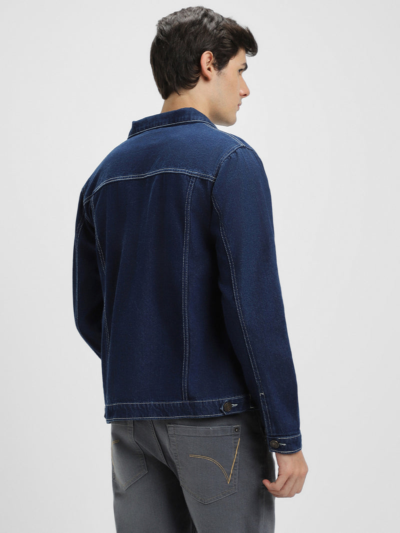 Men's Indigo Washed Regular Fit Fit Collar Full Sleeves Denim Jacket Denim Jacket
