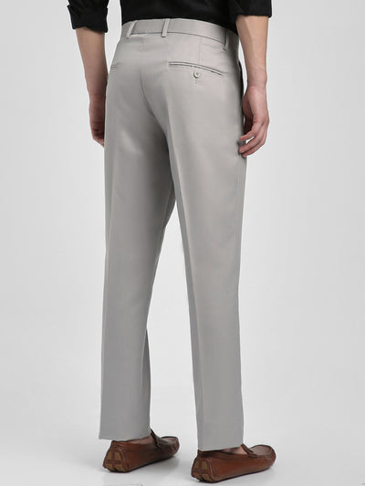 Men's Light Grey Solid Formal Trousers